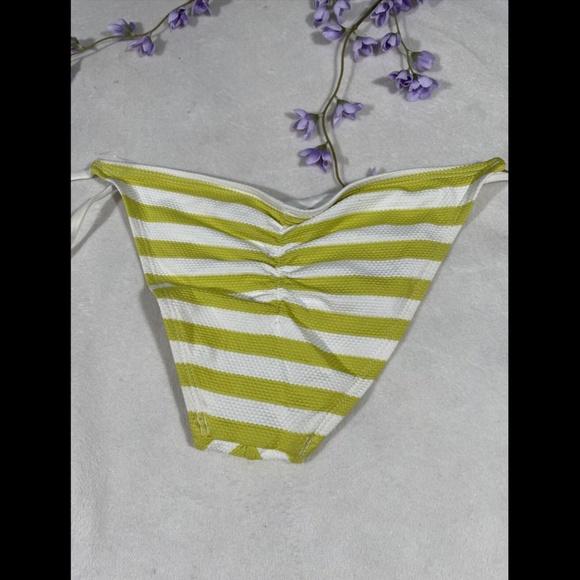 Vitamin A Juno Textured‎ Striped Tie Bikini Bottom in Yellow [SZ XS 4 ] - Picture 11 of 12